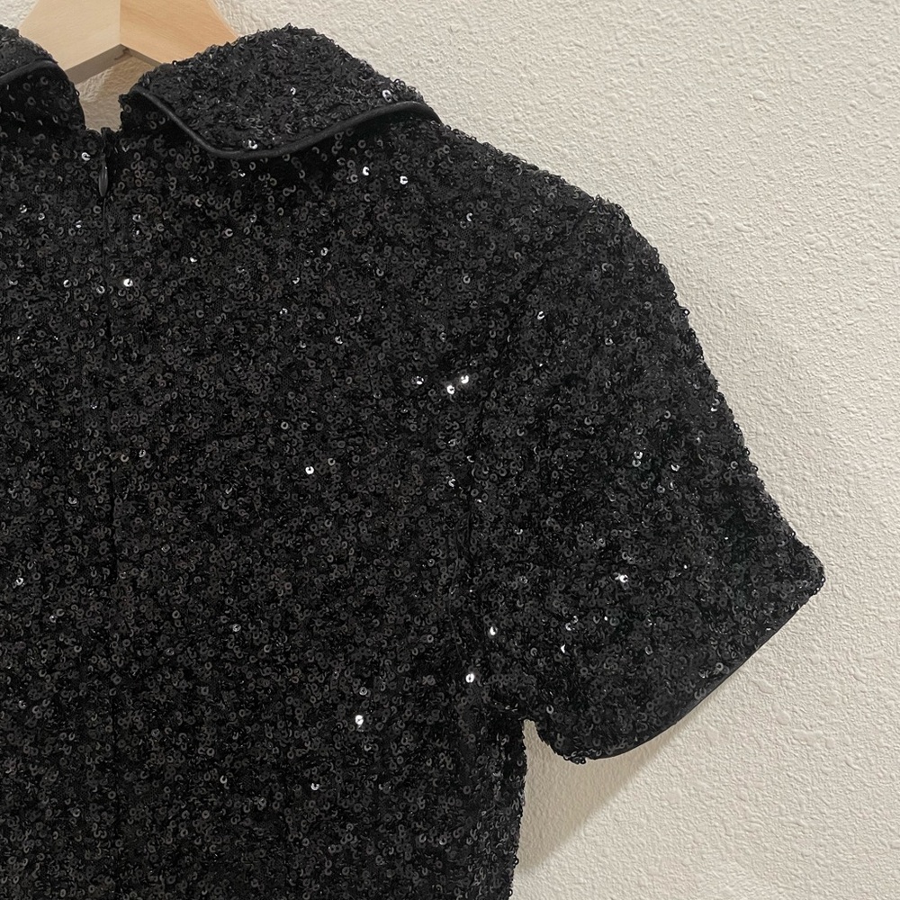 NWT Petal & Pup McKenzie Sequin Black Button Up Collar Mini Dress XS - Picture 11 of 16